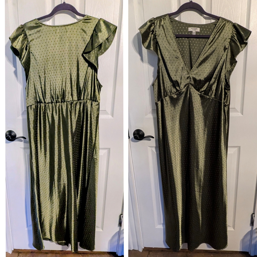 Old Navy -The Occasion - Petite Olive Green Maxi Dress with Flutter Sleeves